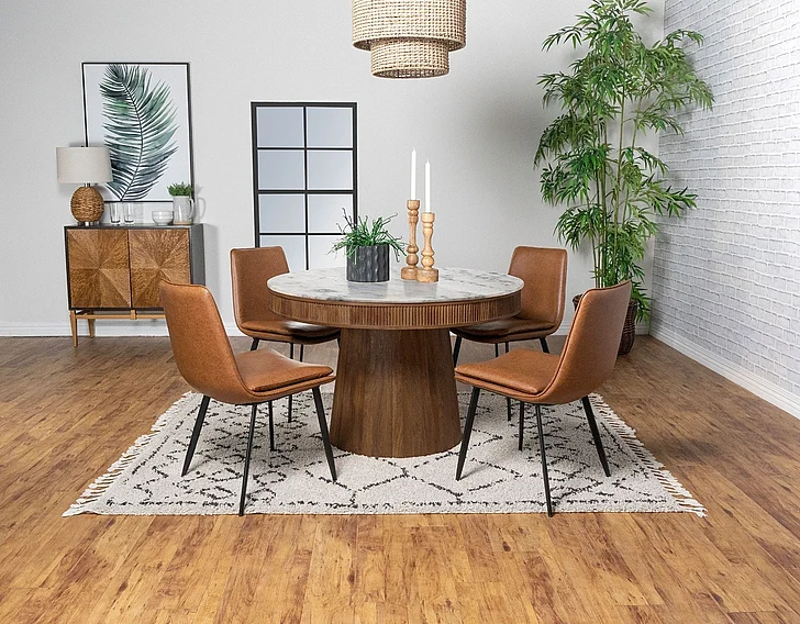 Coaster Furniture Ortega 5-Piece Casual Dining Room Set in White and Natural