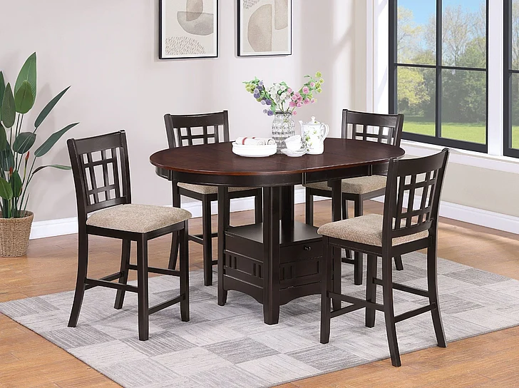 Coaster Furniture Lavon 5-Piece Counter Height Dining Room Set in Chestnut and Espresso