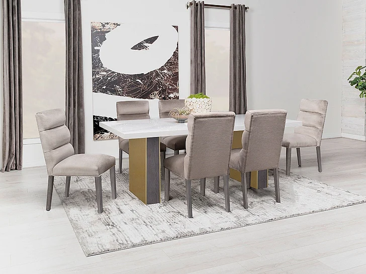 Coaster Furniture Carla 7-Piece Casual Dining Room Set in White and Gold