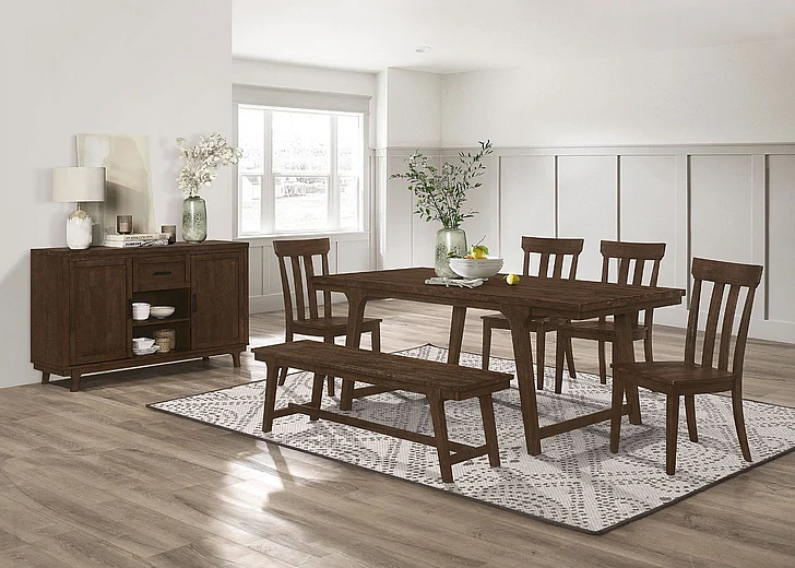 Coaster Furniture Reynolds 6-Piece Casual Dining Room Set in Brown Oak