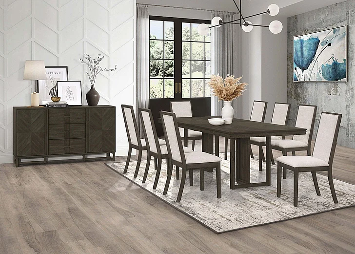 Coaster Furniture Kelly 9-Piece Casual Dining Room Set in Dark Grey