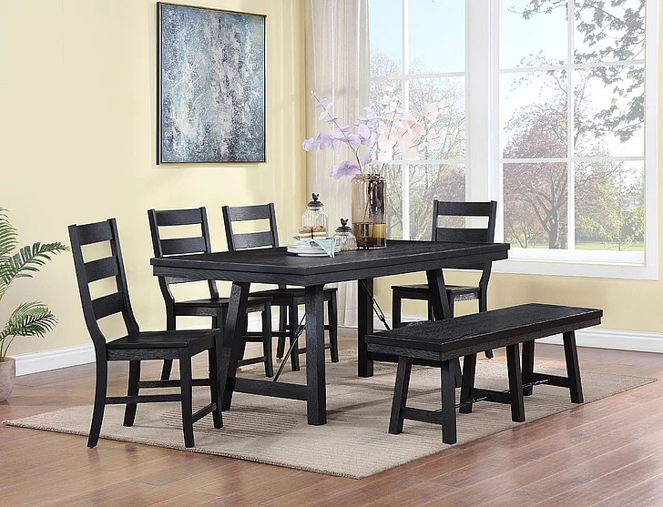 Coaster Furniture Newport 6-Piece Casual Dining Room Set in Black