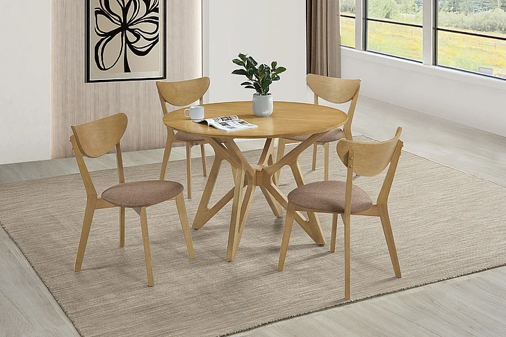 Coaster Furniture Elowen 5-Piece Casual Dining Room Set in Light Walnut