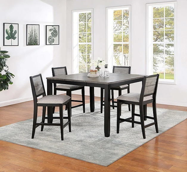 Coaster Furniture Elodie 5-Piece Counter Height Dining Room Set in Grey and Black