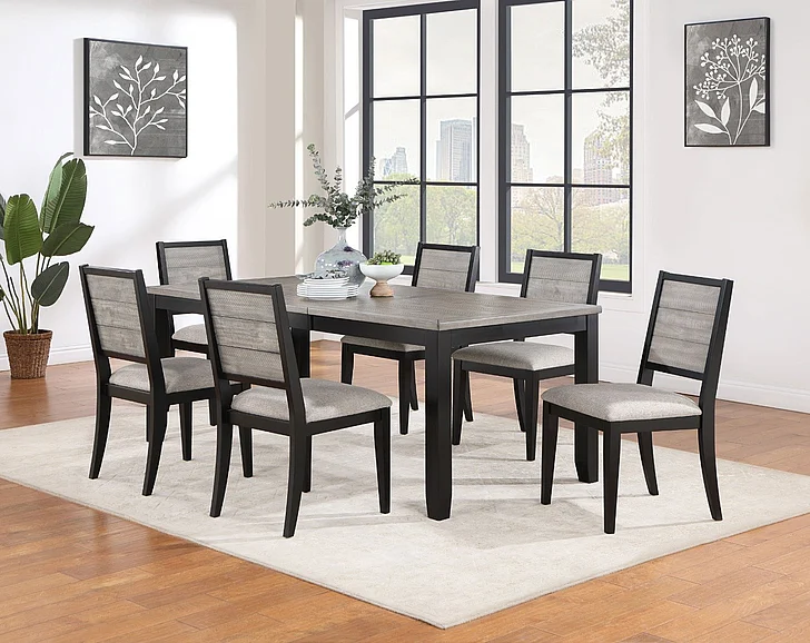 Coaster Furniture Elodie 7-Piece Casual Dining Room Set in Grey and Black