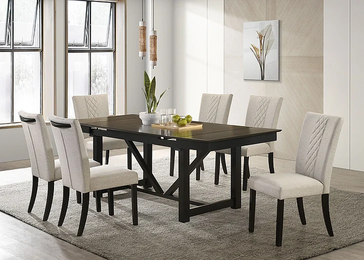 Coaster Furniture Malia 7-Piece Casual Dining Room Set in Oak