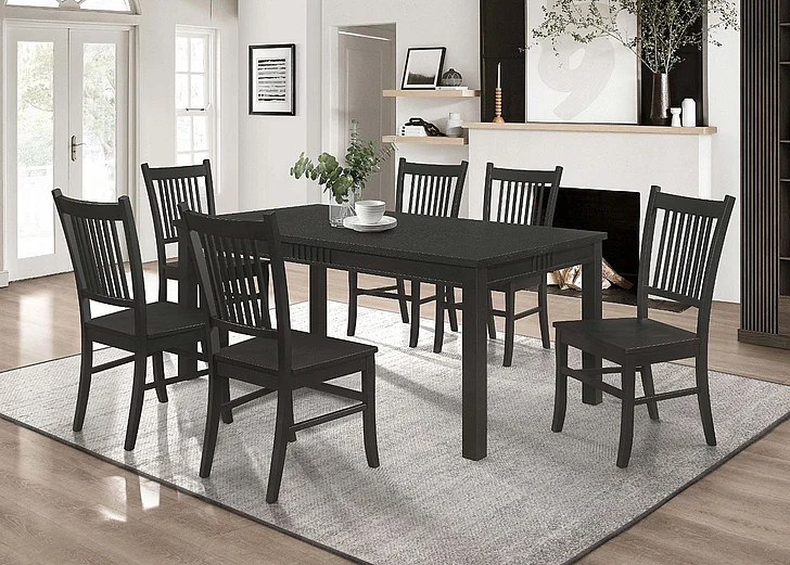 Coaster Furniture Marbrisa 7-Piece Casual Dining Room Set in Matte Black