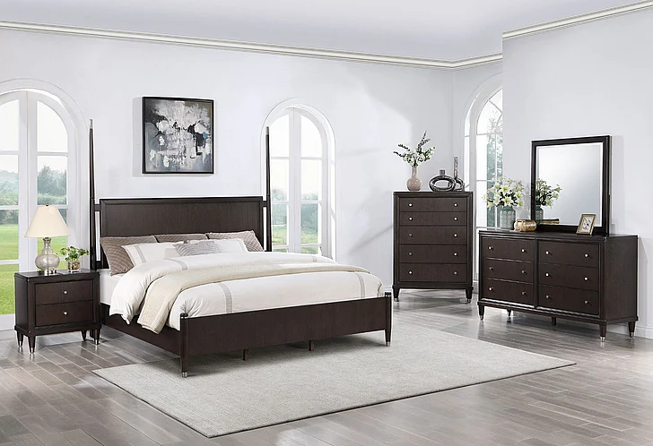 Coaster Furniture Emberlyn 4-Piece Poster Bedroom Set in Brown