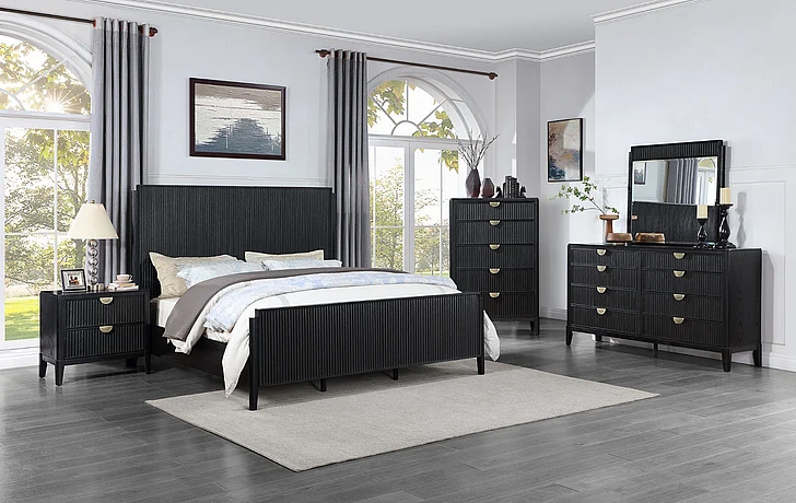 Coaster Furniture Brookmead 4-Piece Panel Bedroom Set in Black