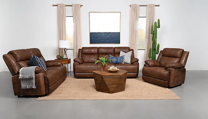 Coaster Furniture Ellington 2-Piece Upholstered Padded Arm Living Room Set in Dark Brown