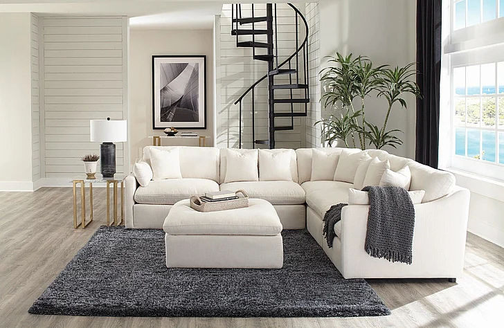 Coaster Furniture Hobson 6-Piece Upholstered Modular Sectional Set in Ivory
