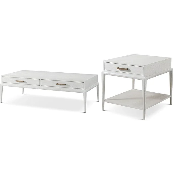 Theodore Alexander Coastal 2pc Singer Occasional Living Room Set in Sandbar