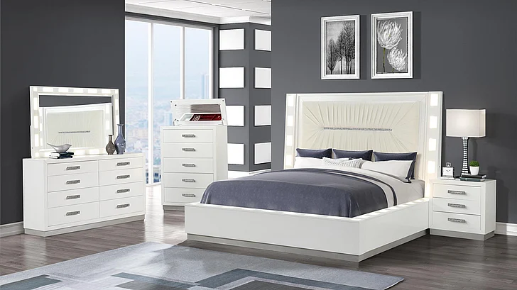 Galaxy Home Coco 2pc Bedroom Set in Milky White