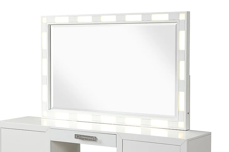 Galaxy Home Coco Solid Wood Mirror Milky White 659436431553