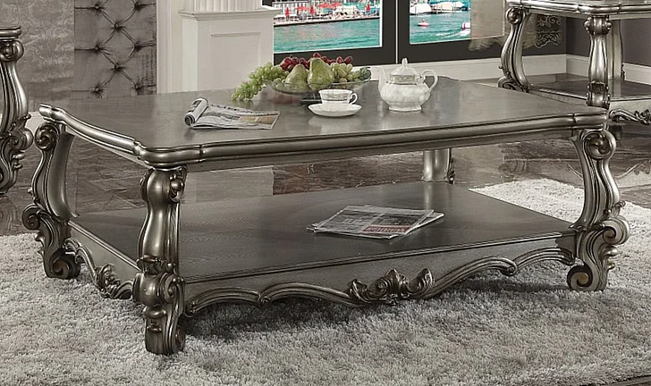 Acme Versailles Coffee Table in Antique Platinum 86820