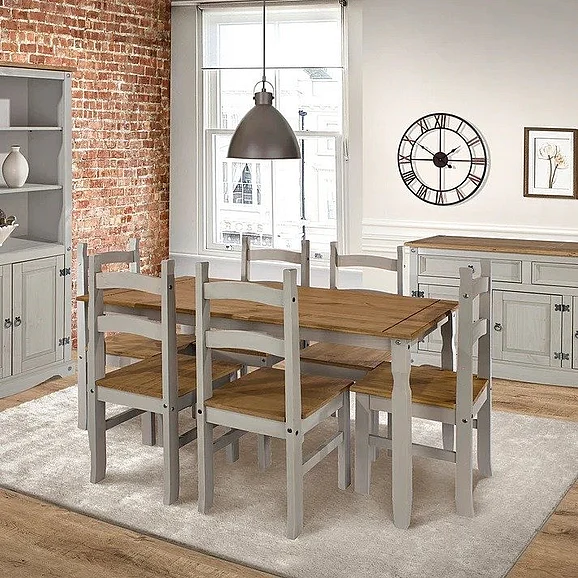 Pine Crafter Furniture Dash Wood Dining Table Set in Corona Gray