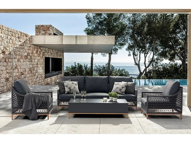 Whiteline Modern Karen Outdoor 4-Piece et in COL1832-DGRY
