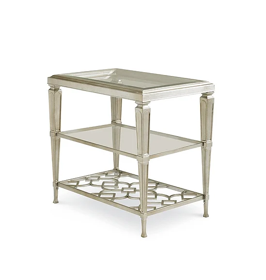 Caracole Classic Social Connections End Table in Taupe Silver Leaf CON-SIDTAB-015 CLOSEOUT