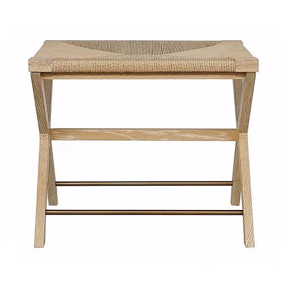 Worlds Away Conan Rush Seat X Side Stool in Cerused Oak CONAN CO