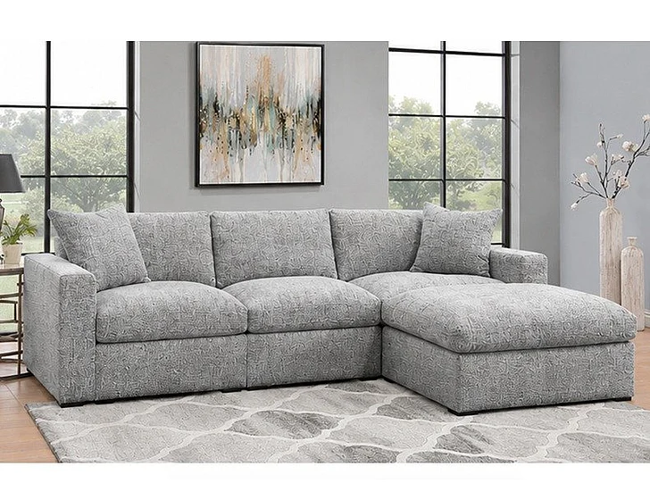 Bella Esprit Conrad 4pc Modular Sectional Living Room Set in Grey Tweed