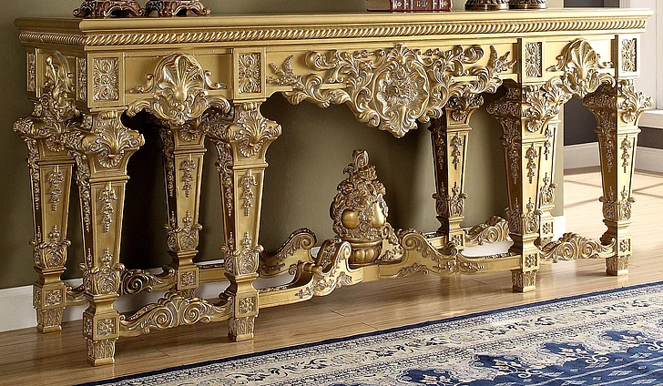 Homey Design HD-8086 Console Table in Metallic Bright Gold HD-CON8086