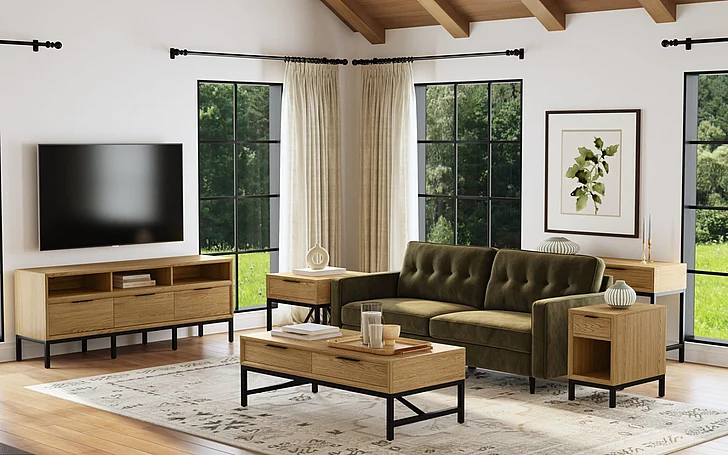 Intercon Furniture Newport 4pc Coffee Table Set in Natural Oak