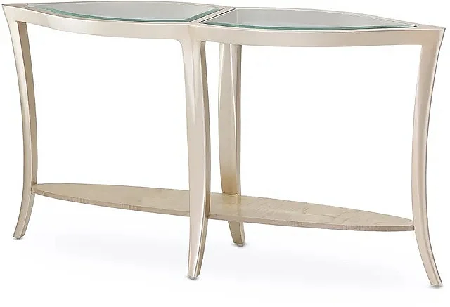 AICO Malibu Crest Console Table w/Glass in Chardonnay 9007223-822