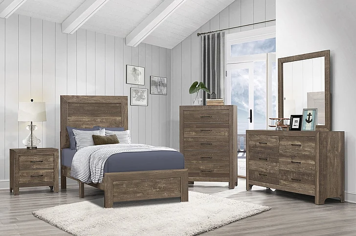 Homelegance Corbin 5pc Panel Bedroom Set in Rustic Brown