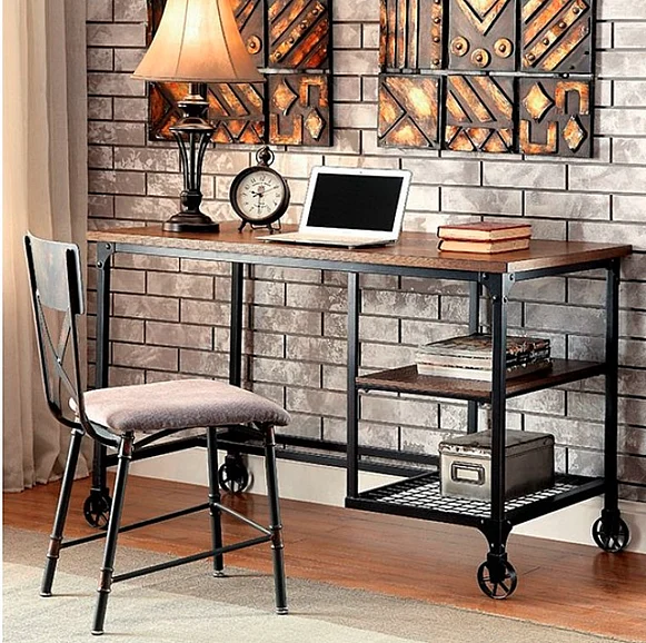 Furniture of America Cori Computer Desk in Antique Black CM-DK6276