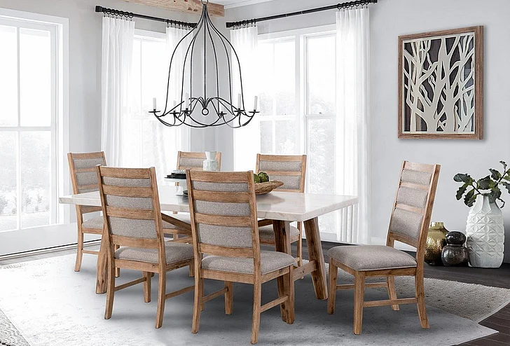 Cosmos Katrina 7pc Rectangular Dining Room Set in Beige