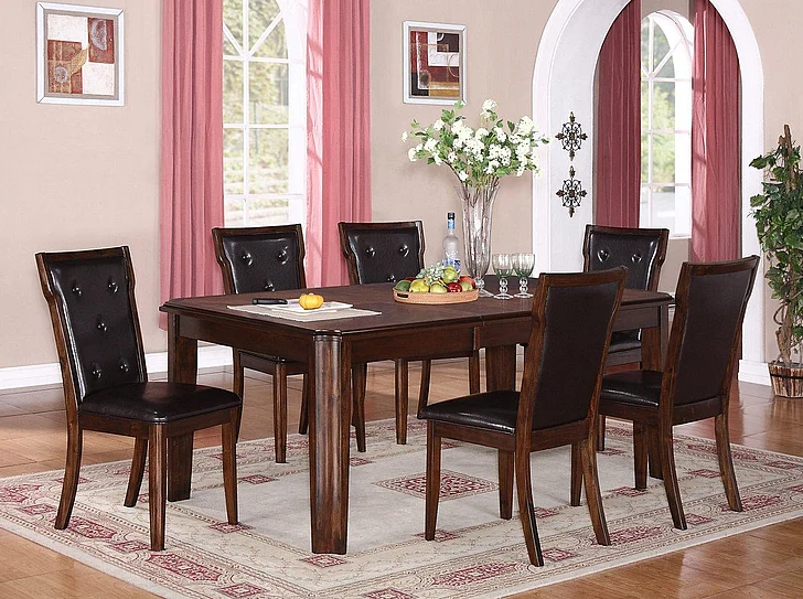 Cosmos Pam 7pc Rectangular Dining Room Set in Cherry