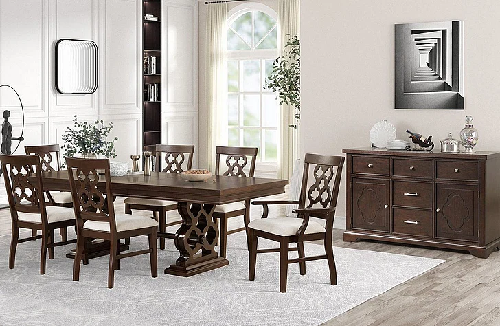 Cosmos Rita 7pc Rectangular Dining Room Set in Cherry