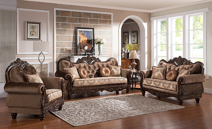 Cosmos Zoya 2pc Living Room Set in Cherry