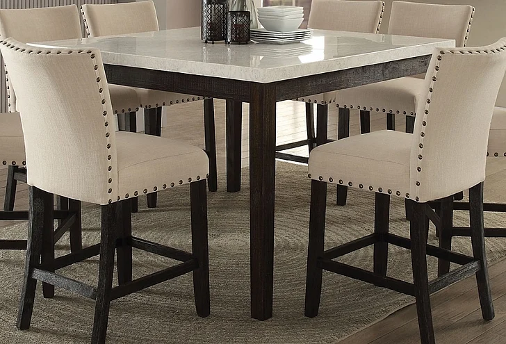 Acme Nolan Counter Height Table in White Marble/Weathered Black 72855