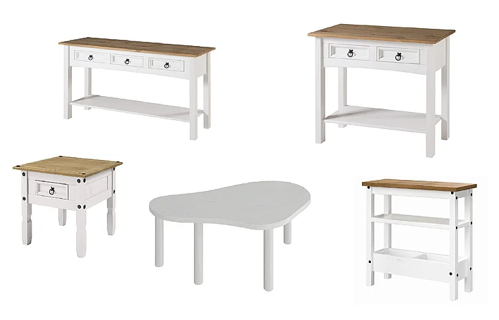 Pine Crafter Furniture Dash Wood Coffee Table Set in Corona Snow