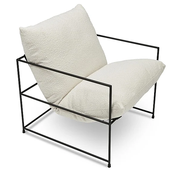 Urbia Metro Trent Accent Chair - White Bouclé Upholstery CPR-TRENT-ACT01