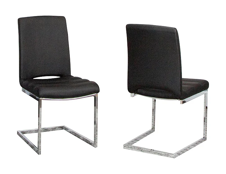 Sunset Trading Delta Upholstered Fabric Dining Chairs in Black/Silver Chrome Legs (Set of 2) CR-G5115-01-2