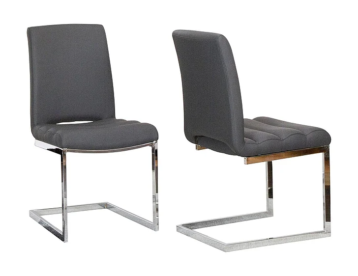 Sunset Trading Delta Upholstered Fabric Dining Chairs in Dark Gray/Silver Chrome Legs (Set of 2) CR-G5115-05-2