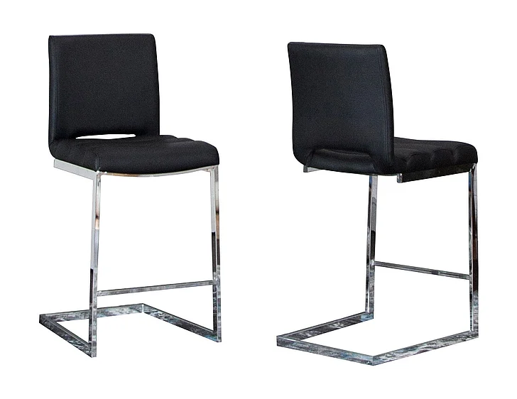 Sunset Trading Delta 24" Upholstered Barstools in Black/Silver Chrome Legs (Set of 2) CR-G5115-24-2