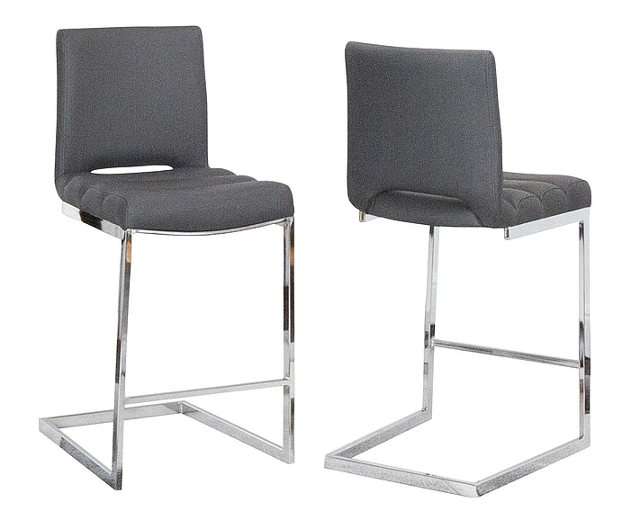 Sunset Trading Delta 24" Upholstered Barstools in Dark Gray/Silver Chrome Legs (Set of 2) CR-G5115-26-2