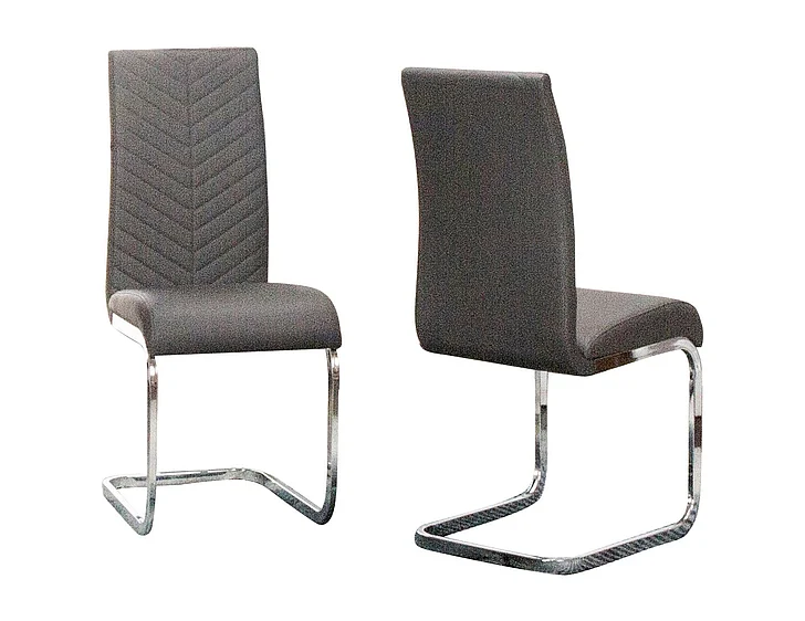 Sunset Trading Mist Faux Leather Upholstered Dining Chairs in Charcoal Grey/Silver Chrome Legs (Set of 2) CR-G5466-01-2