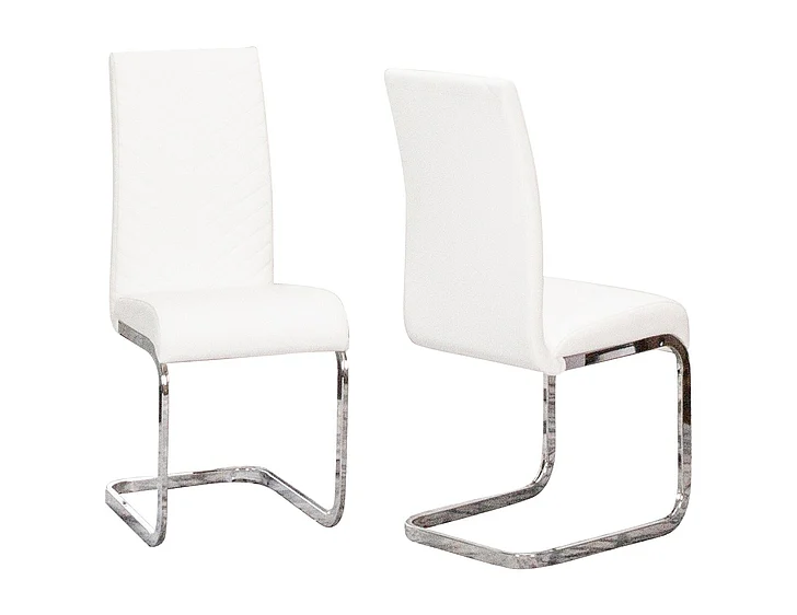 Sunset Trading Mist Faux Leather Dining Chairs in White/Silver Chrome Legs (Set of 2) CR-G5466-07-2