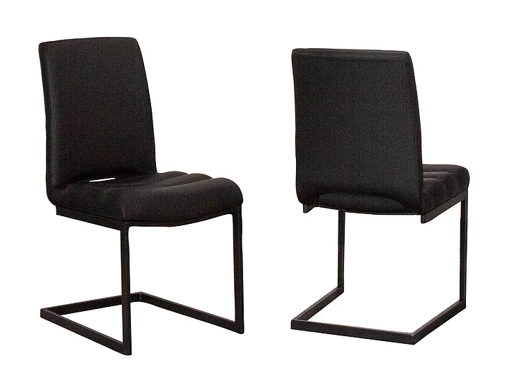 Sunset Trading Rhea Black Faux Leather Dining Chairs in Black/Matte Black Legs (Set of 2) CR-G5628-01-2