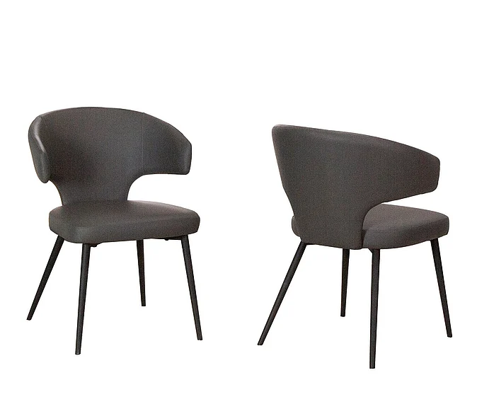 Sunset Trading Corin Faux Leather Upholstered Dining Chairs in Charcoal Grey/Matte Black Legs (Set of 2) CR-ND084-09-2