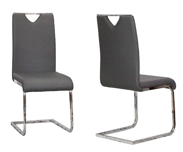 Sunset Trading Doral Faux Leather Upholstered Dining Chairs in Charcoal Grey/Silver Chrome Legs (Set of 2) CR-ND103-01-2