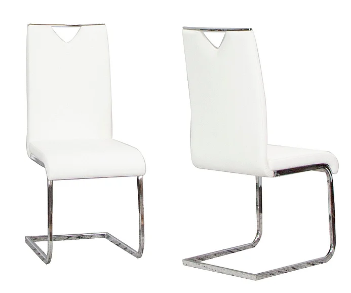 Sunset Trading Doral Faux Leather Upholstered Dining Chairs in White/Silver Chrome Legs (Set of 2) CR-ND103-03-2