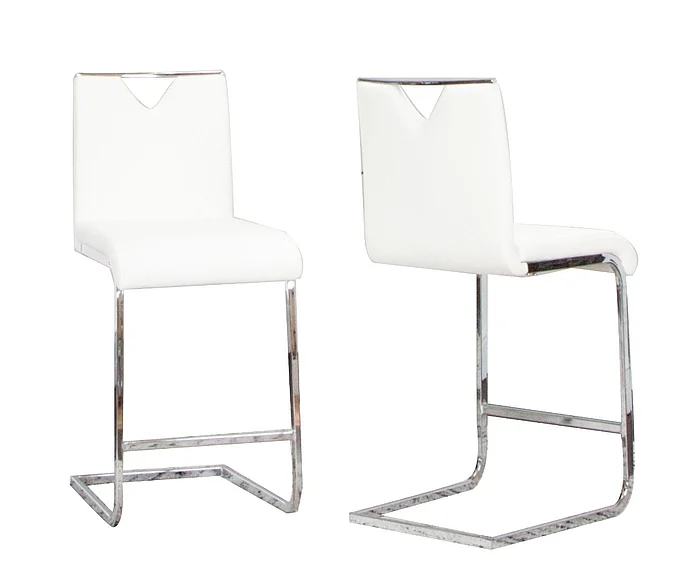 Sunset Trading Doral 24" Faux Leather Upholstered Barstools in White/ Silver Chrome Legs CR-ND103-25-2