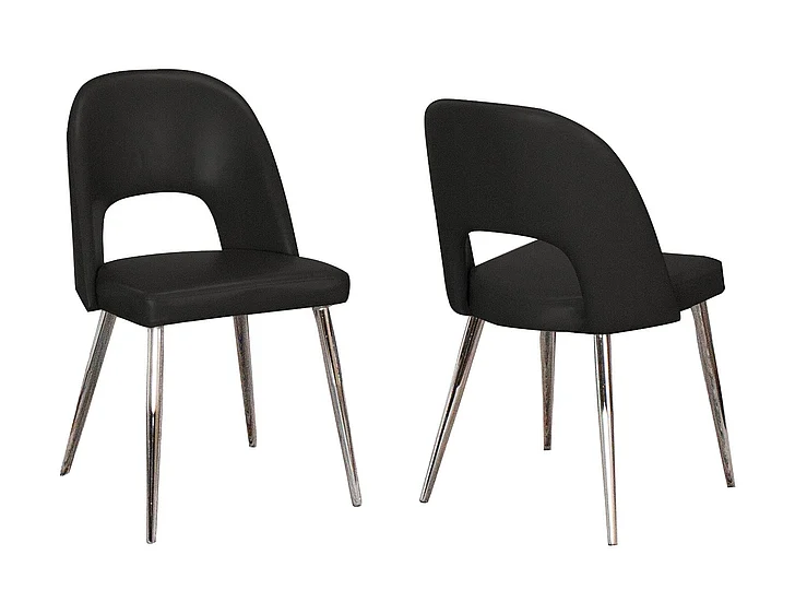 Sunset Trading Mia Faux Leather Dining Chair in Black/Silver Chrome Legs (Set of 2) CR-ND446-03-2