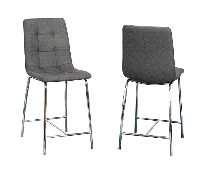 Sunset Trading Nia 24" Faux Leather Barstools in Charcoal Grey/Silver Chrome Legs CR-ND482-24-2