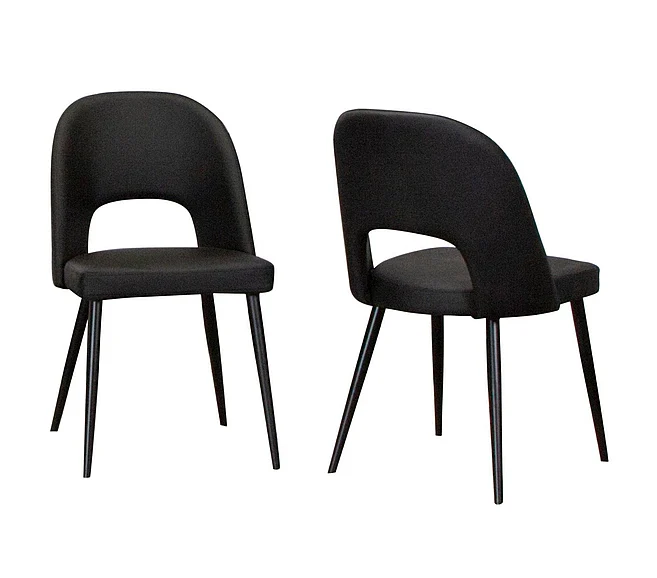 Sunset Trading Portia Black Faux Leather Upholstered Dining Chairs in Black/Matte Black Legs (Set of 2) CR-ND545-01-2